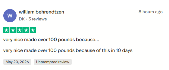 Trustpilot review from William Behrendtzen — 5 stars