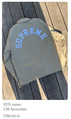 Marketplace listing — Supreme coach jacket, 1070 views