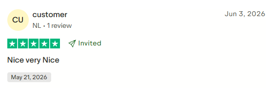 Trustpilot review from a customer in NL — 5 stars